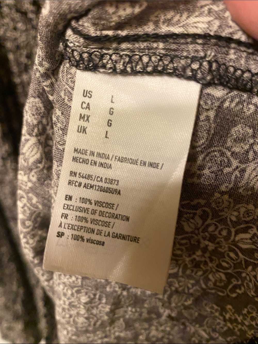 BNWOT American Eagle Boho Black and Cream Printed Cold-Shoulder Dress - Picture 7 of 7